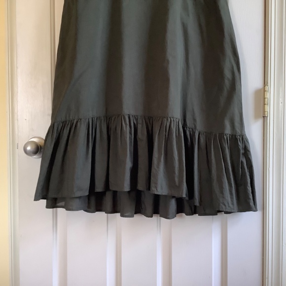 Ralph Lauren Denim & Supply Hi-Low Hem Cotton Midi Dress Ruffle Hem Olive SZ M - Picture 3 of 14